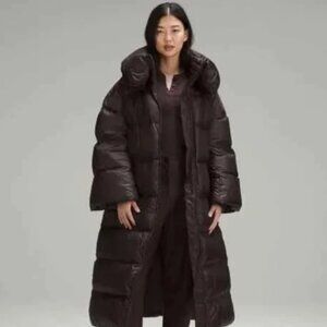 Lululemon Down Filled Long Puffer Jacket Espresso Size 4